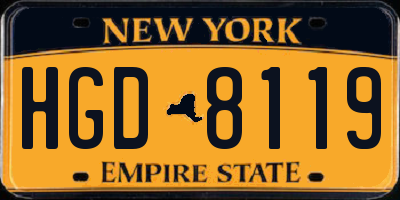 NY license plate HGD8119