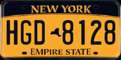 NY license plate HGD8128