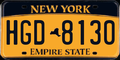 NY license plate HGD8130