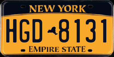 NY license plate HGD8131