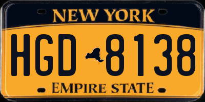 NY license plate HGD8138