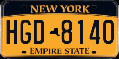 NY license plate HGD8140