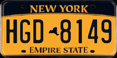 NY license plate HGD8149