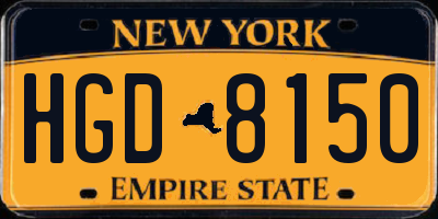 NY license plate HGD8150