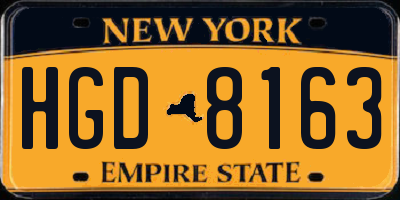 NY license plate HGD8163