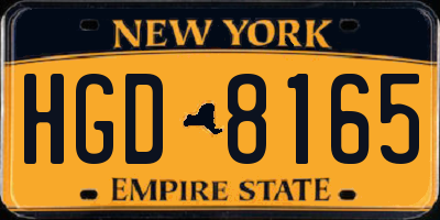 NY license plate HGD8165