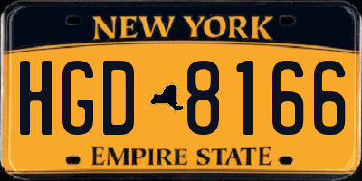 NY license plate HGD8166