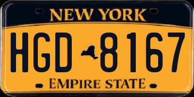 NY license plate HGD8167