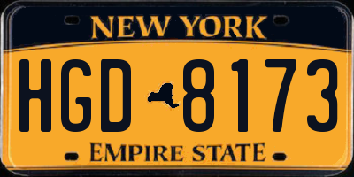 NY license plate HGD8173