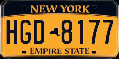 NY license plate HGD8177