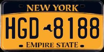 NY license plate HGD8188