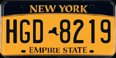 NY license plate HGD8219
