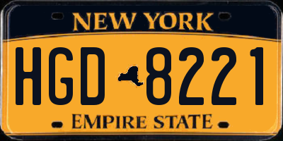 NY license plate HGD8221