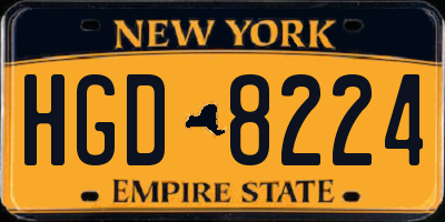 NY license plate HGD8224