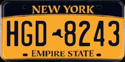 NY license plate HGD8243