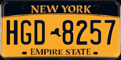 NY license plate HGD8257