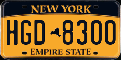 NY license plate HGD8300