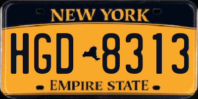 NY license plate HGD8313