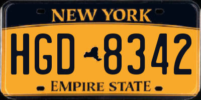 NY license plate HGD8342