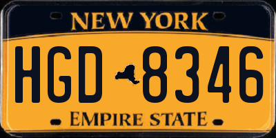 NY license plate HGD8346