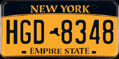 NY license plate HGD8348