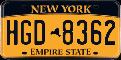 NY license plate HGD8362