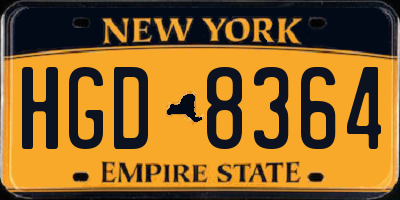 NY license plate HGD8364
