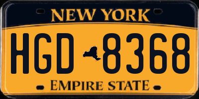 NY license plate HGD8368