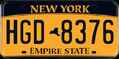 NY license plate HGD8376