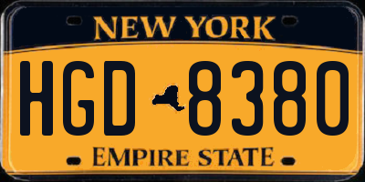 NY license plate HGD8380