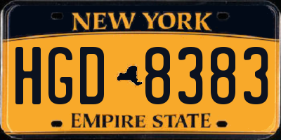 NY license plate HGD8383
