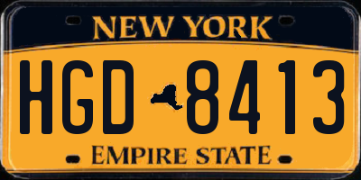 NY license plate HGD8413