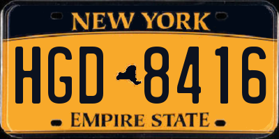 NY license plate HGD8416