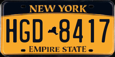 NY license plate HGD8417