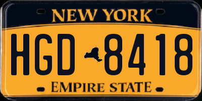 NY license plate HGD8418