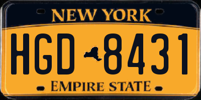 NY license plate HGD8431