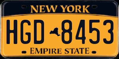 NY license plate HGD8453