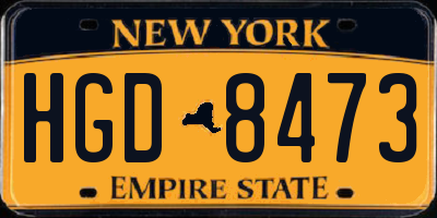 NY license plate HGD8473