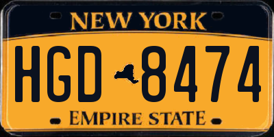 NY license plate HGD8474