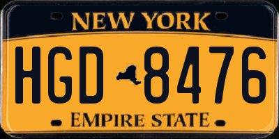 NY license plate HGD8476