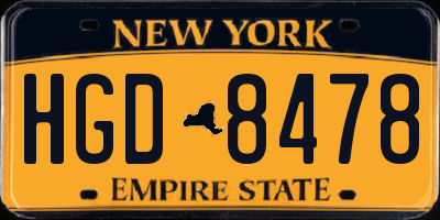 NY license plate HGD8478