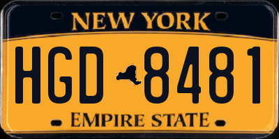 NY license plate HGD8481