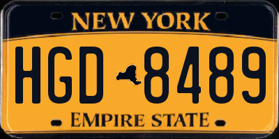 NY license plate HGD8489
