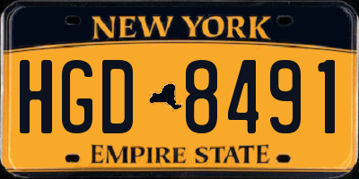 NY license plate HGD8491