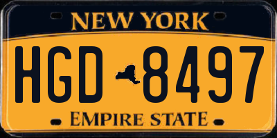 NY license plate HGD8497