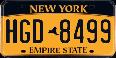 NY license plate HGD8499