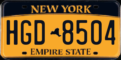 NY license plate HGD8504