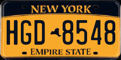 NY license plate HGD8548