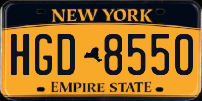 NY license plate HGD8550
