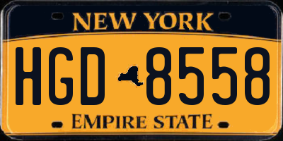 NY license plate HGD8558